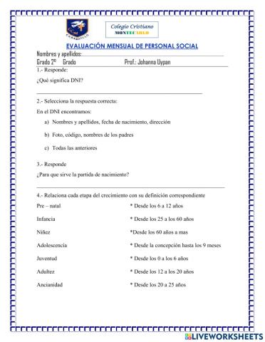 Evaluación mensual de personal social