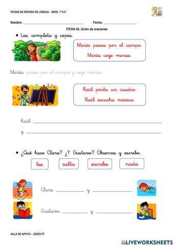 Ficha Lengua 42-1EP-Unión de oraciones