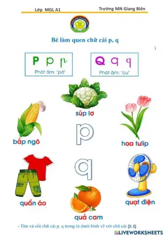 Lam quen chữ cái p, q