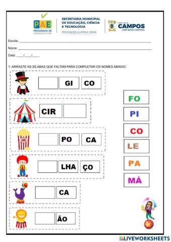 Formação de palavras - Circo