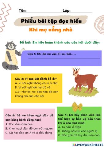 Tập đọc Khi mẹ vắng nhà
