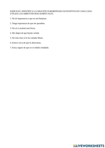 Identificar subordinadas sustantivas