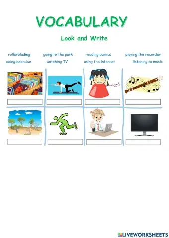 Vocabulary Hobbies Grade 3 ESL