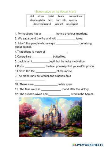 Stone statue on desert island