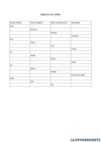 Irregular verbs