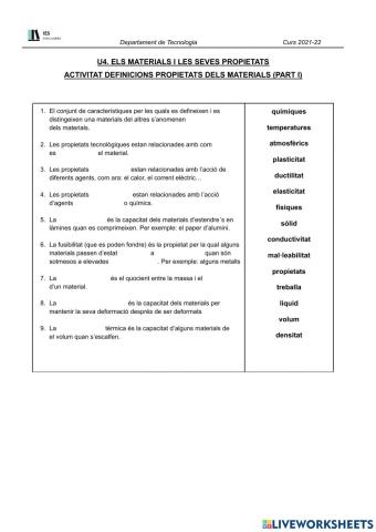 Propietats dels materials (1a part)