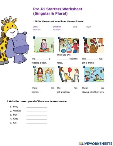 Pre A1 Singular and Plural