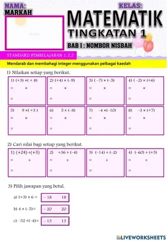 Matematik tingkatan 1: Mendarab dan membahagi integer