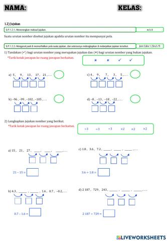 Matematik Tingkatan 2:Mengenal pasti & memerihalkan pola suatu jujukan