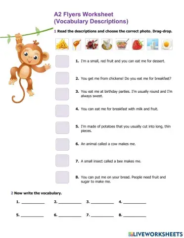 A2 Flyers Vocabulary Description Food