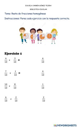 Resta de fracciones homogéneas