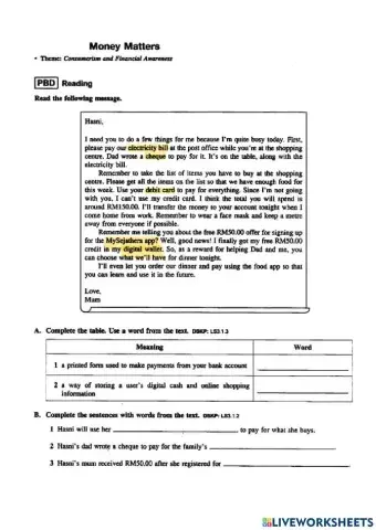 Form 1: Unit 1 Consumerism and Financial Awareness