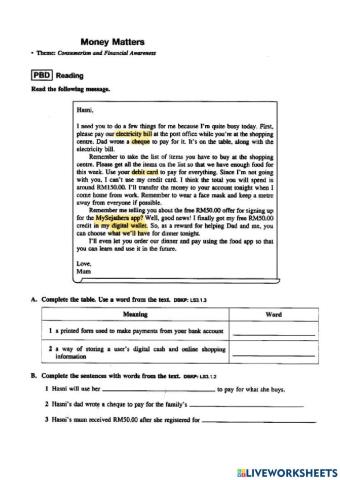 Form 1: Unit 1 Consumerism and Financial Awareness