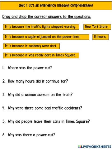 Year 6: It's an Emergency (Reading Comprehension)