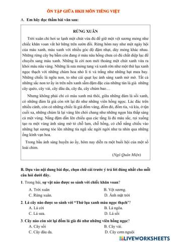 Luyện tập TV giữa HKII