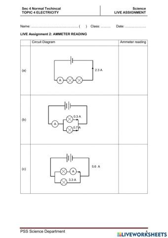 live assignment 4.2 ammeter reading