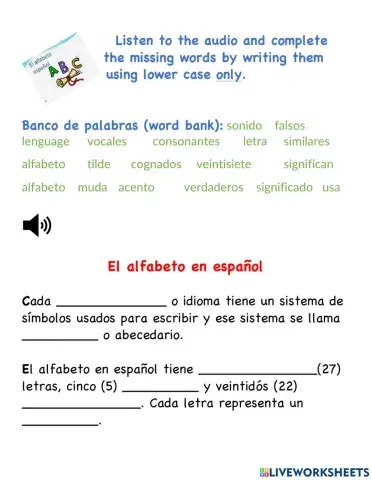 El alfabeto o abecedario