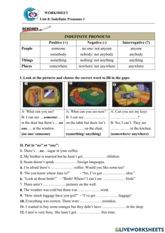Unit 8: Indefinite Pronouns 1