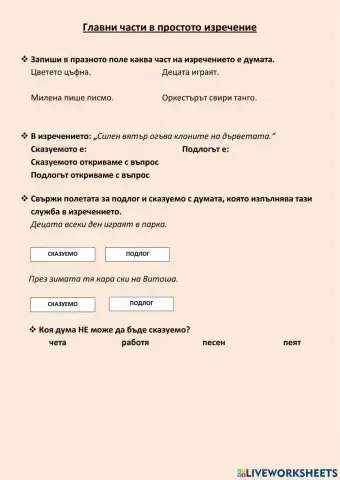 Главни части