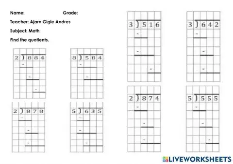 3 digits by 1 digit division