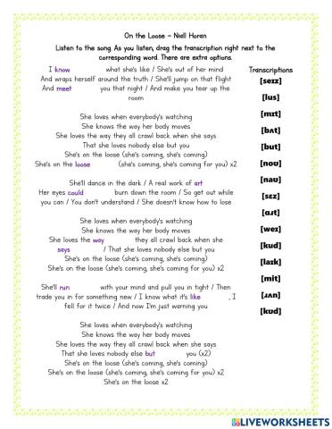 On the Loose - Transcription