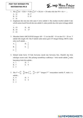 Posttest intensif MIPA 8