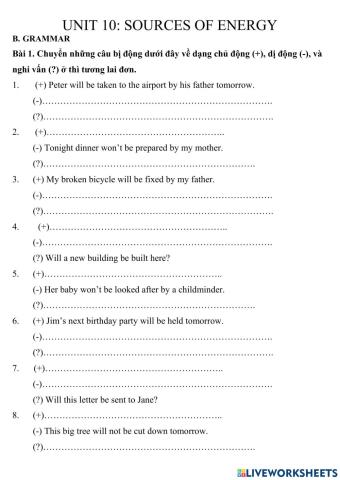 Unit 10. Sources of energy