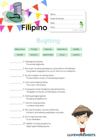 Mga Bugtong - HunterWoodsPH.com Worksheet