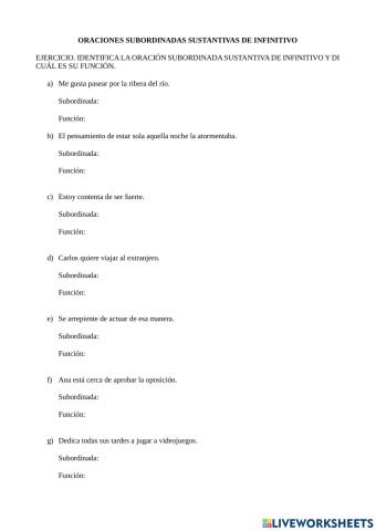 Subordinadas sustantivas de infinitivo