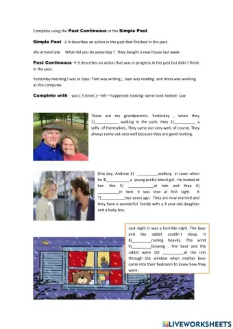 Simple Past and Past Continuous with images