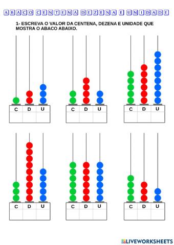 Centena dezena e unidade