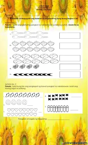 Makikilala at Maiguguhit ang Kalahati at Sangkapat ng Isang Buong Region o Set