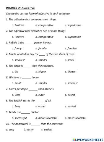 Degrees of adjective