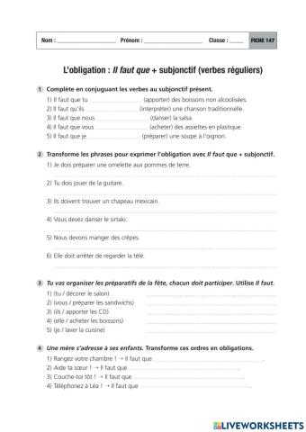 L'obligation (Il faut que...)