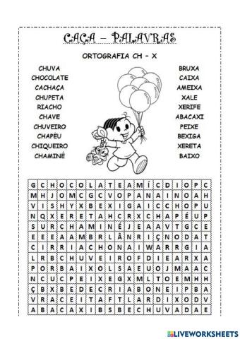 Caça palavras x ou ch