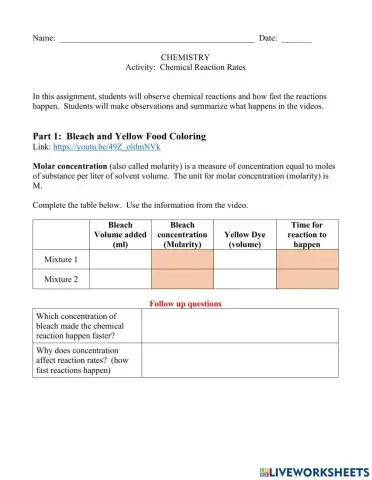 Reaction Rates Observations