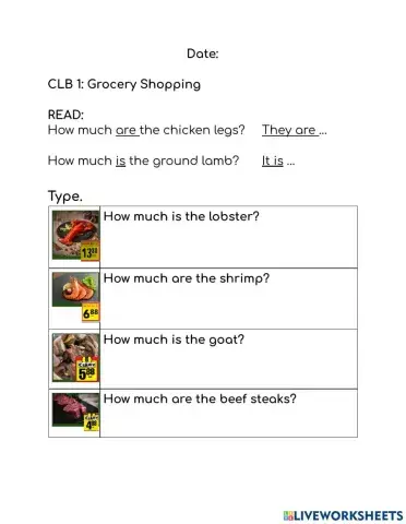 Grocery Shopping: is-are MEAT