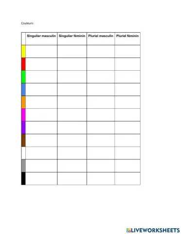 Colors and Adjective agreement