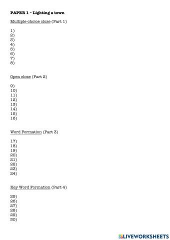 FCE - Paper 1 Lighting a town
