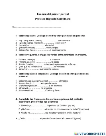 Conjugación de los verbos regulares e irregulares