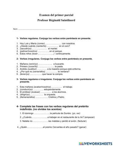 Conjugación de los verbos regulares e irregulares
