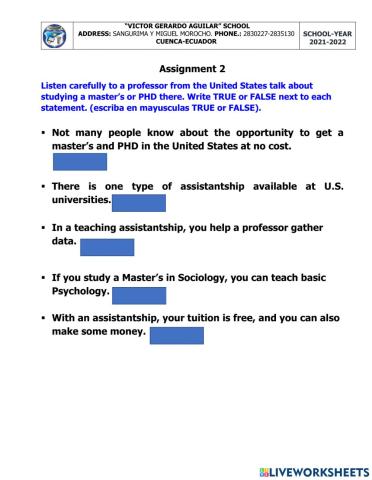 Assignment 2: Listening Scholarships