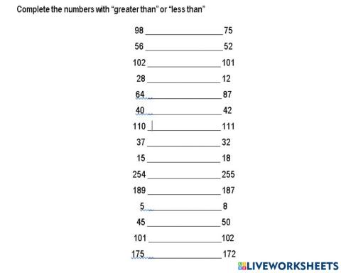 Greater than and less than