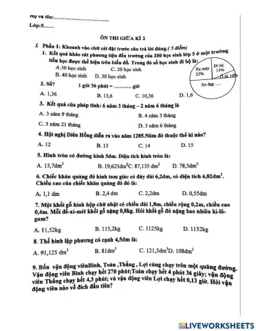 Ôn toán giữa kì 2 THỂM