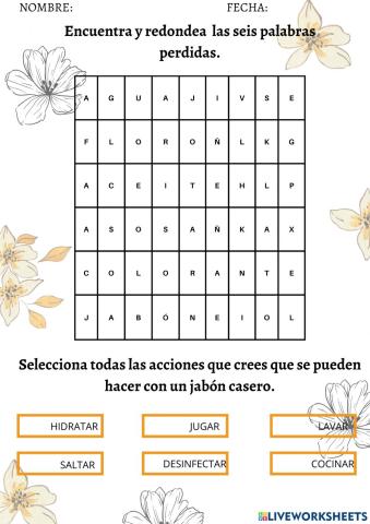 Ficha interactiva sobre el jabón de caléndula