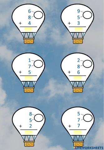 Sumas de 3 números de 1 cifra - 2