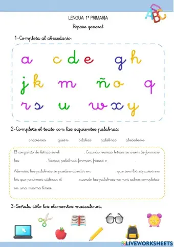 Repaso segundo trimestre 1º primaria lengua