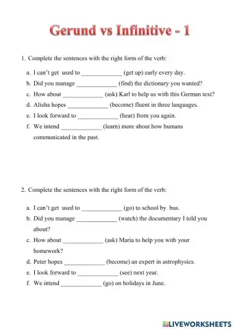 Gerund vs Infinitive - 1