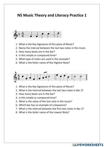 N5 Music Literacy Practice