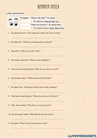 Reported Speech. WH-QUESTIONS